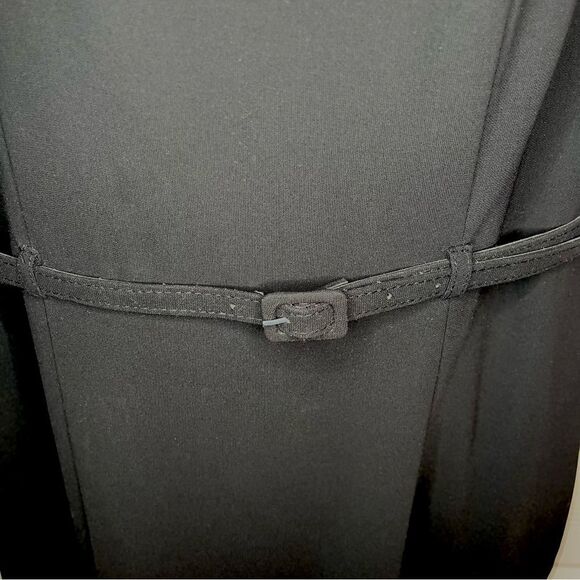 Peck & Peck LBD Sheath Mini Dress Sleeveless Design Crew Neck Belted Black 8 - Picture 4 of 11